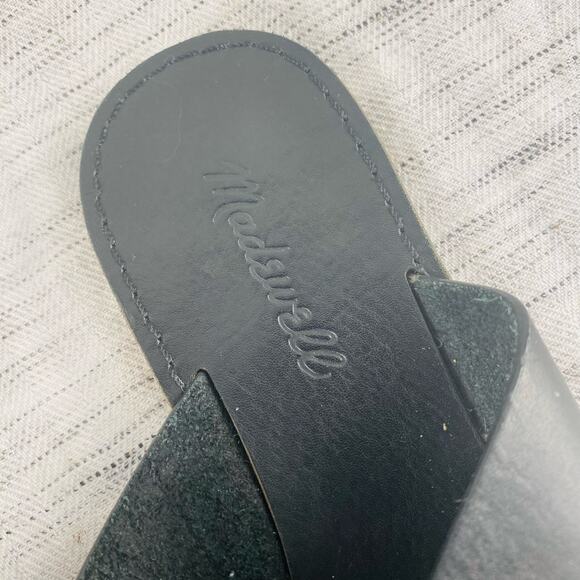 Madewell Raven Black Criss Cross Leather Boardwalk Slide‎ Sandal Sz 7 Minimalist - Picture 7 of 7